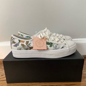 NEW SIZE 10 Keds x Rifle Paper Co Blue Flower Fields Platform Sneaker